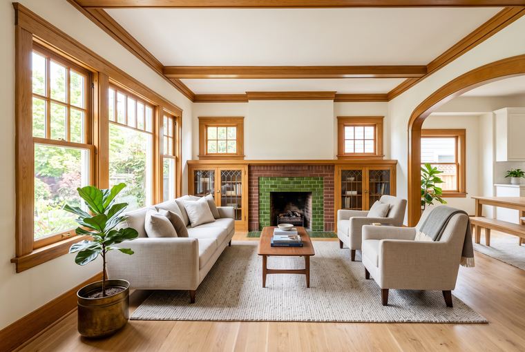 Living room with fireplace