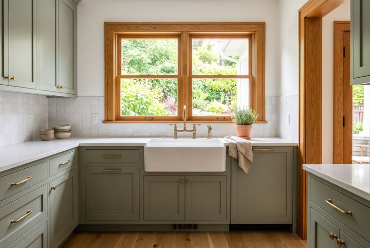 Farmhouse sink and window